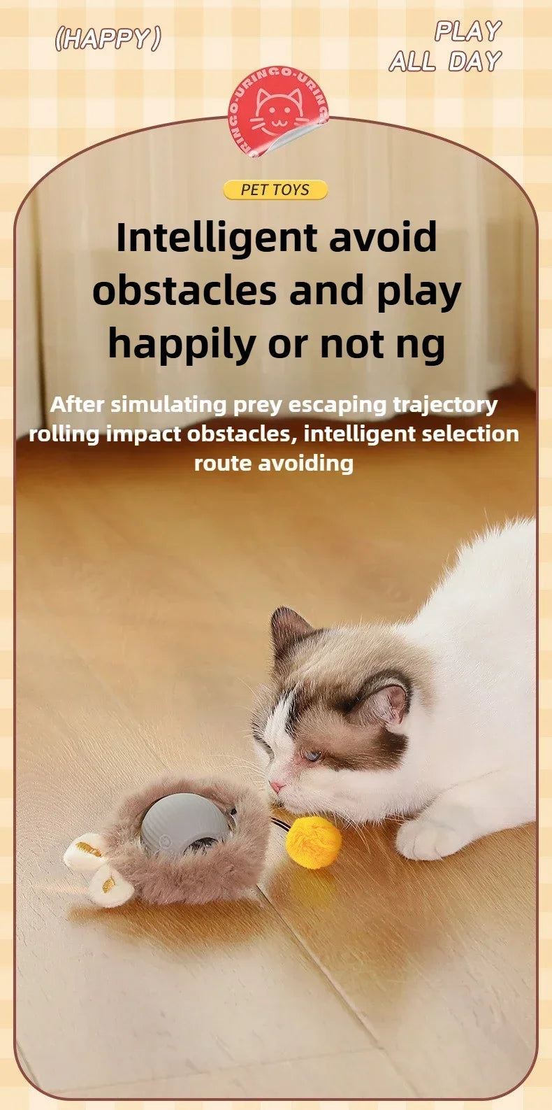 Electric Rolling Toy with Tail for Cats