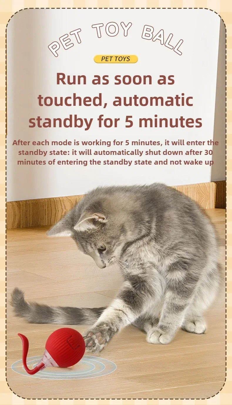 Electric Rolling Toy with Tail for Cats